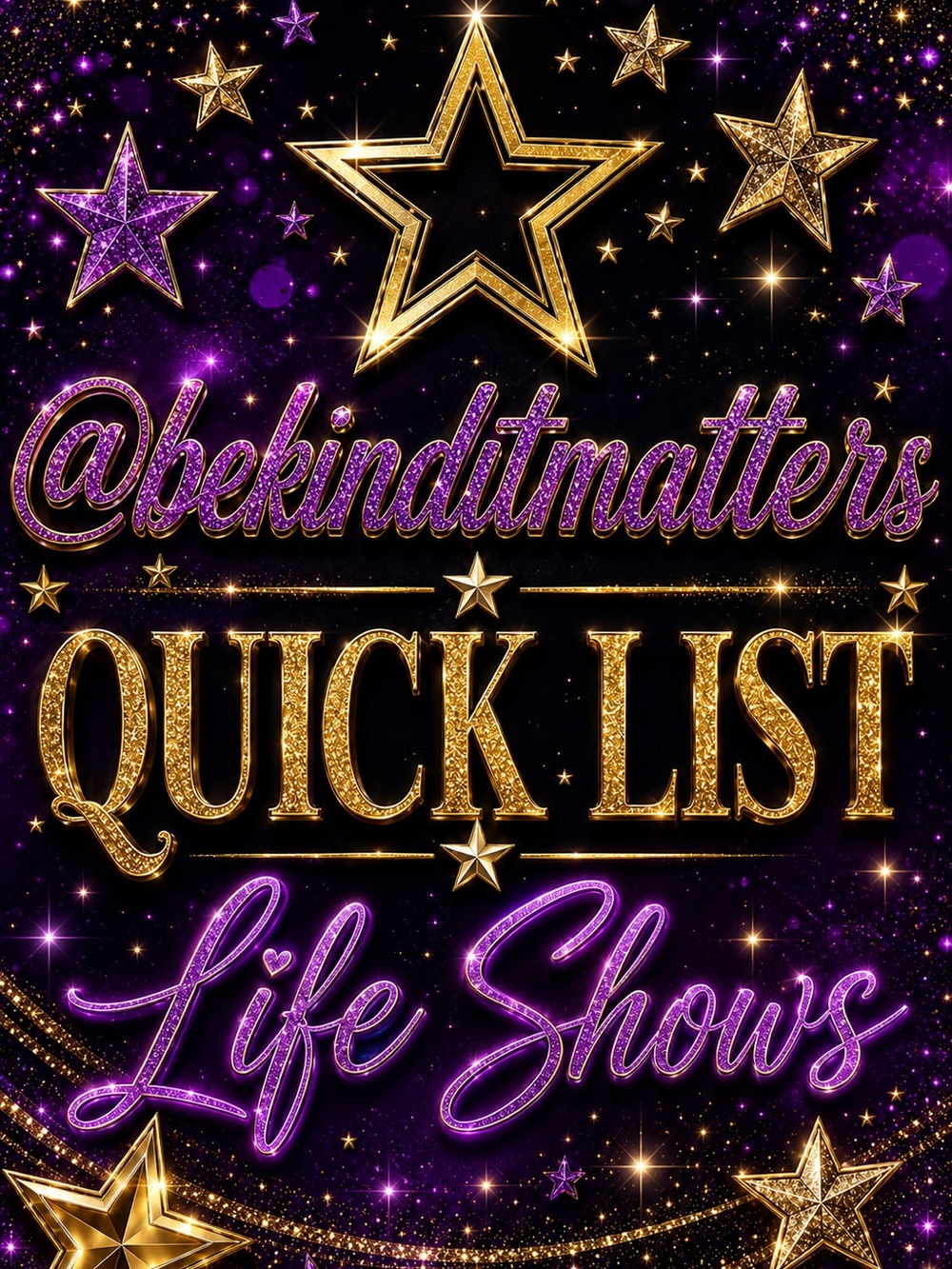 @bekinditmatters Quick List Life Shows Wall Art - Purple & Gold